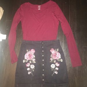 Pacsun maroon long sleeve cross shirt