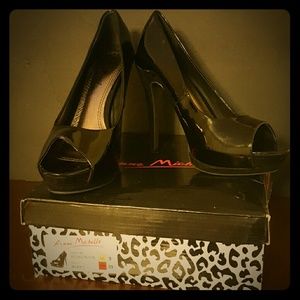 Black patent leather heels