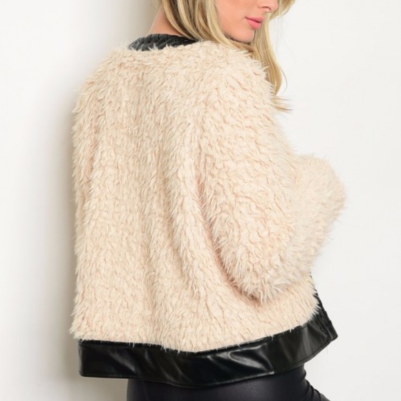 (Last 1)TEDDY FAUX FUR AND LEATHER JACKET - Picture 2 of 3