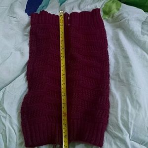 Burgundy leg warmers