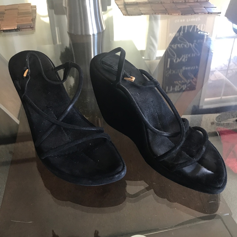 Black Suede Prada Wedge