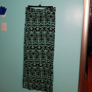 Aztec Black/Teal Maxi Skirt