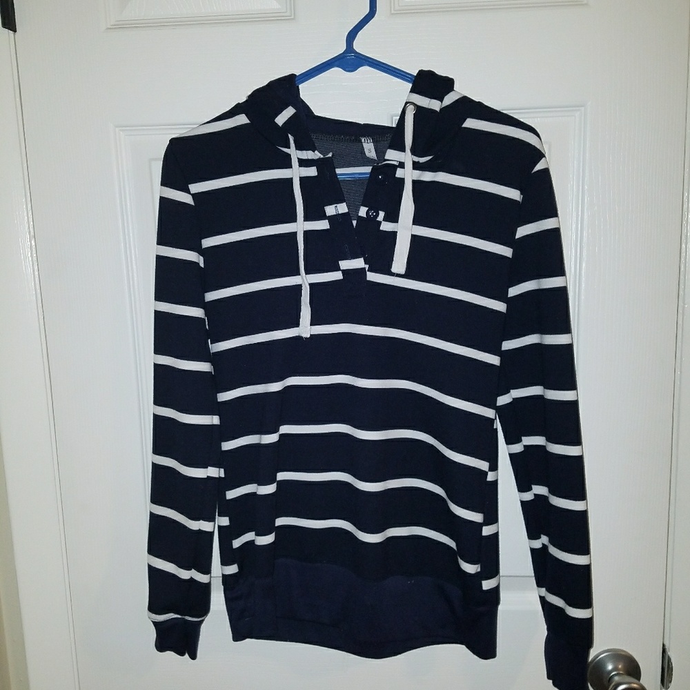 Striped hoodie with button details