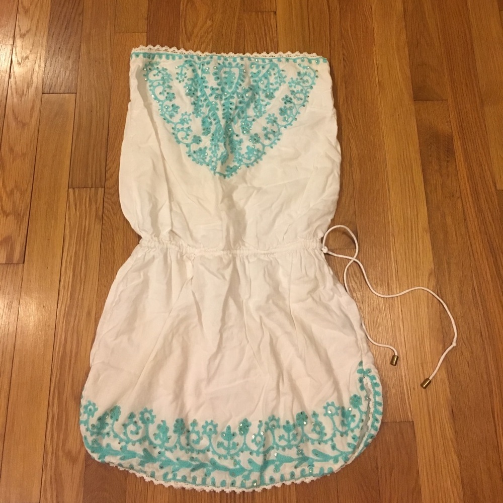 Turquoise Embellished Beach Coverup Dress