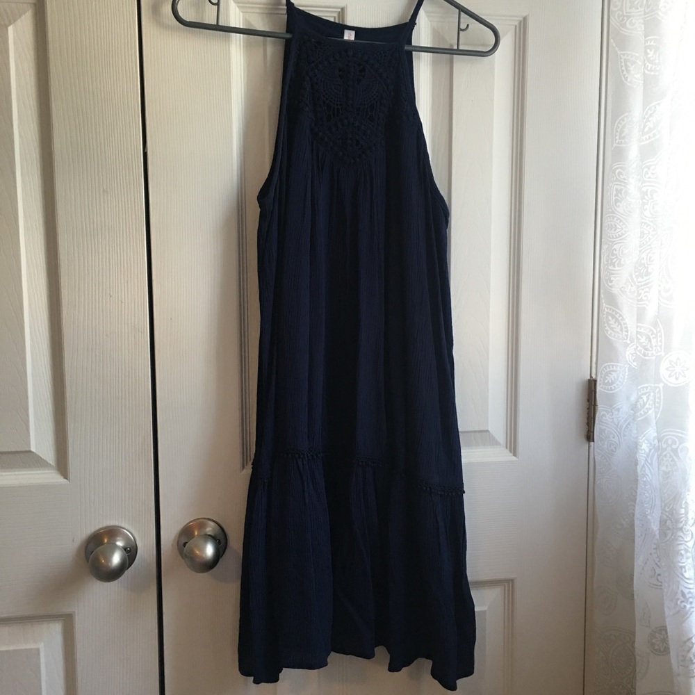 Navy lace top dress