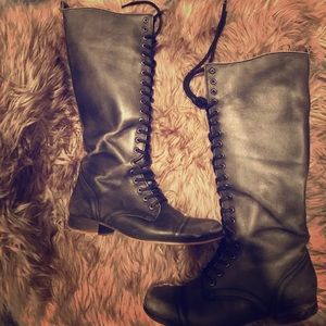 Distressed combat boots