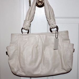 COACH white leather shoulder bag