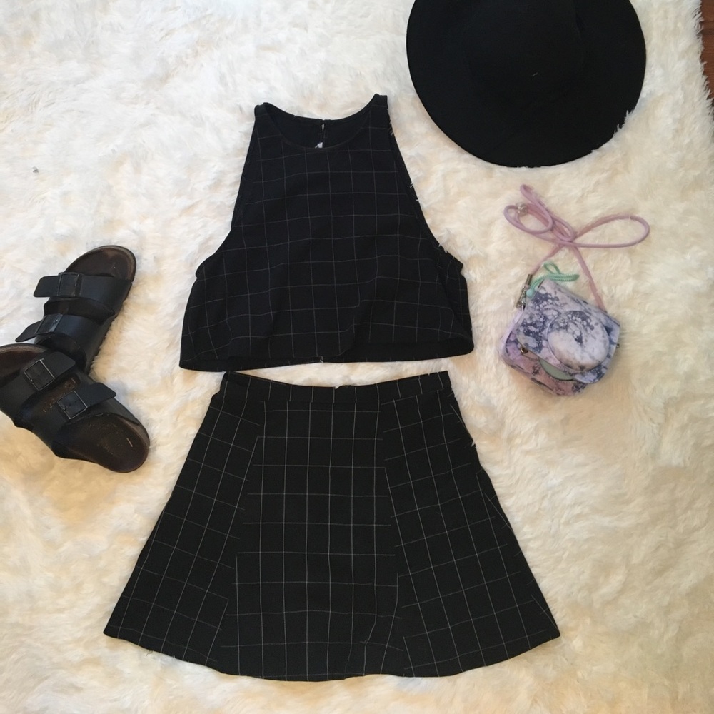 American Apparel Black Grid Two piece outfit