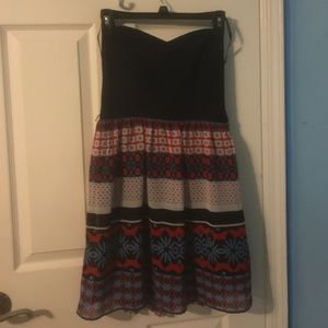 Strapless Red and navy dress