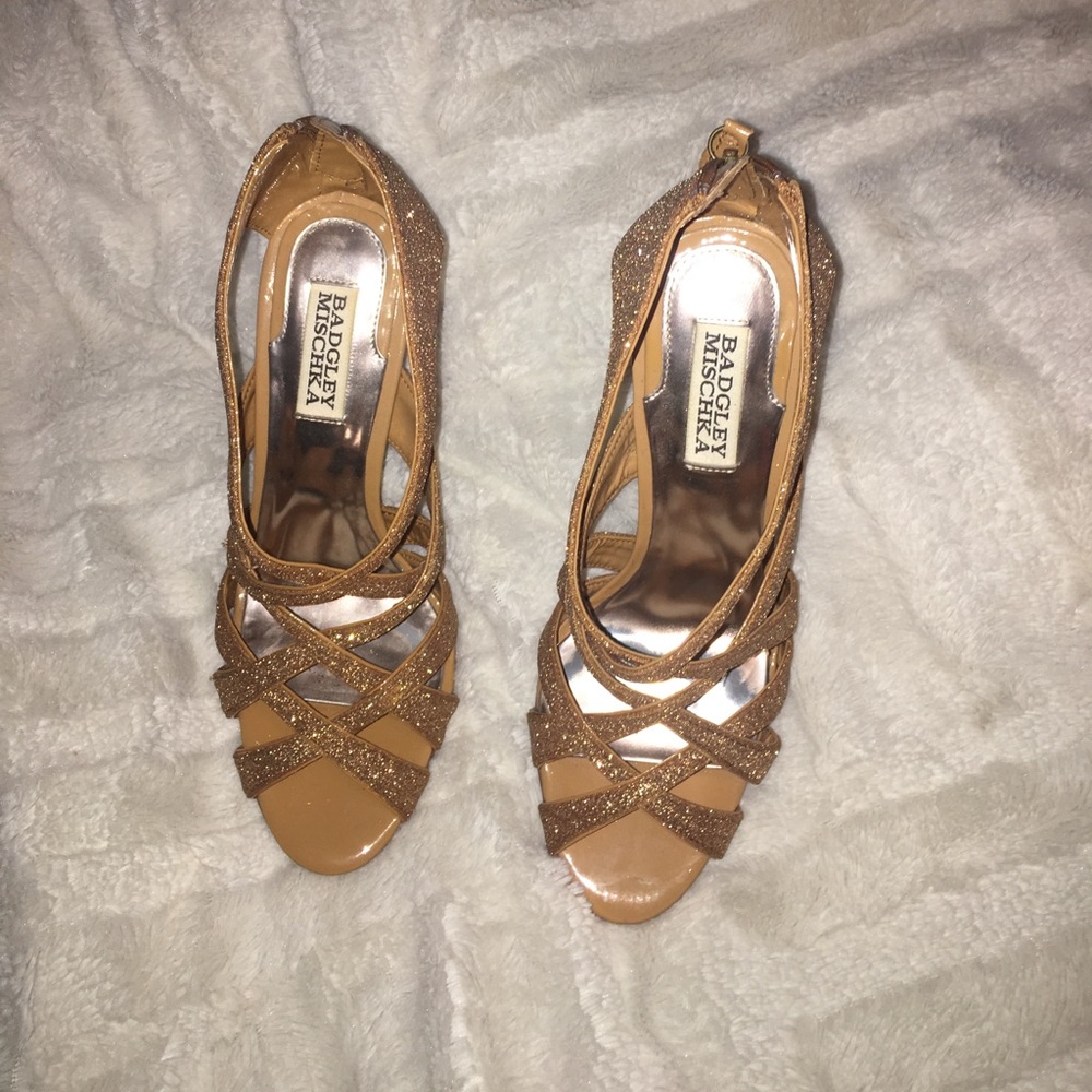 Badgley Mischka gold sparkly heels