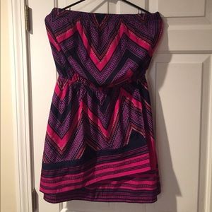 Strapless silk pattern dress