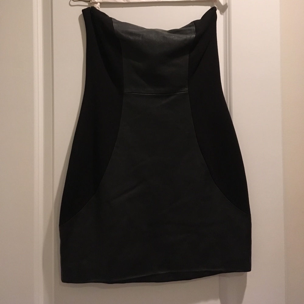 Halston Heritage black leather dresses