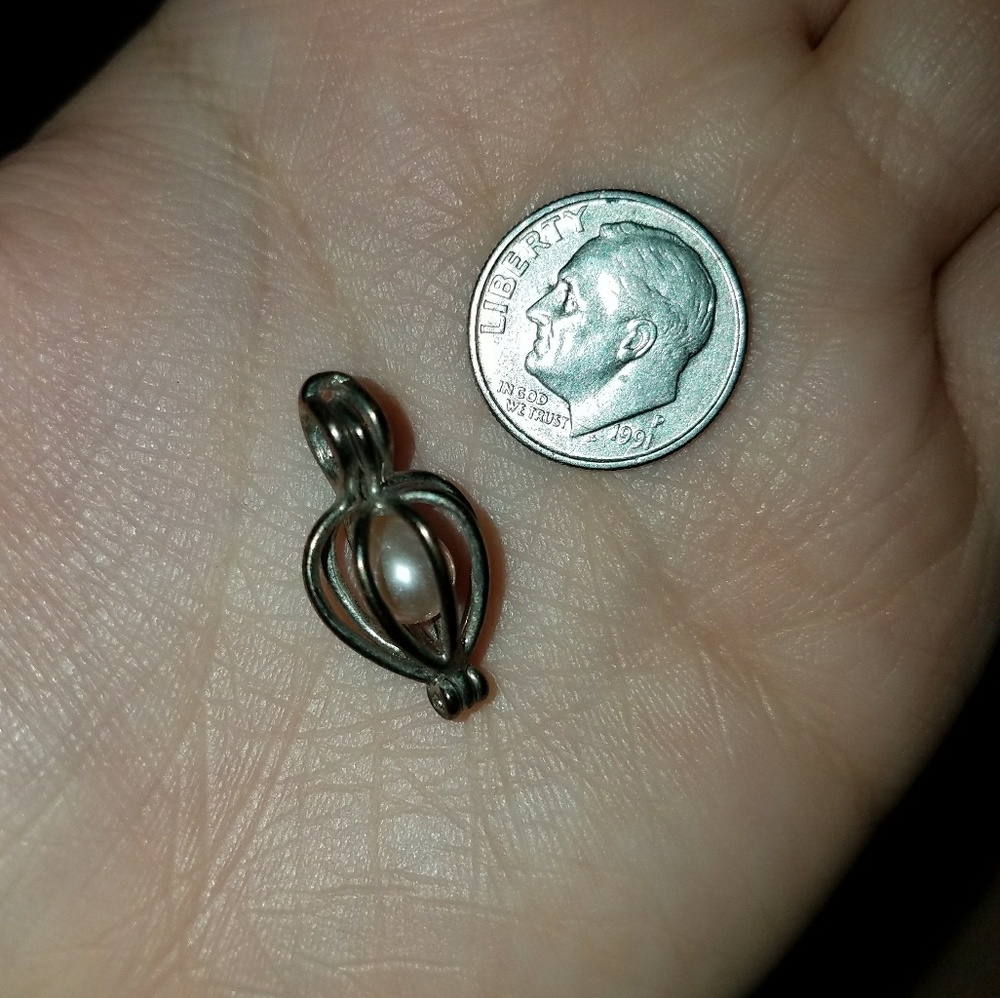 Rose Gold Pearl cage charm