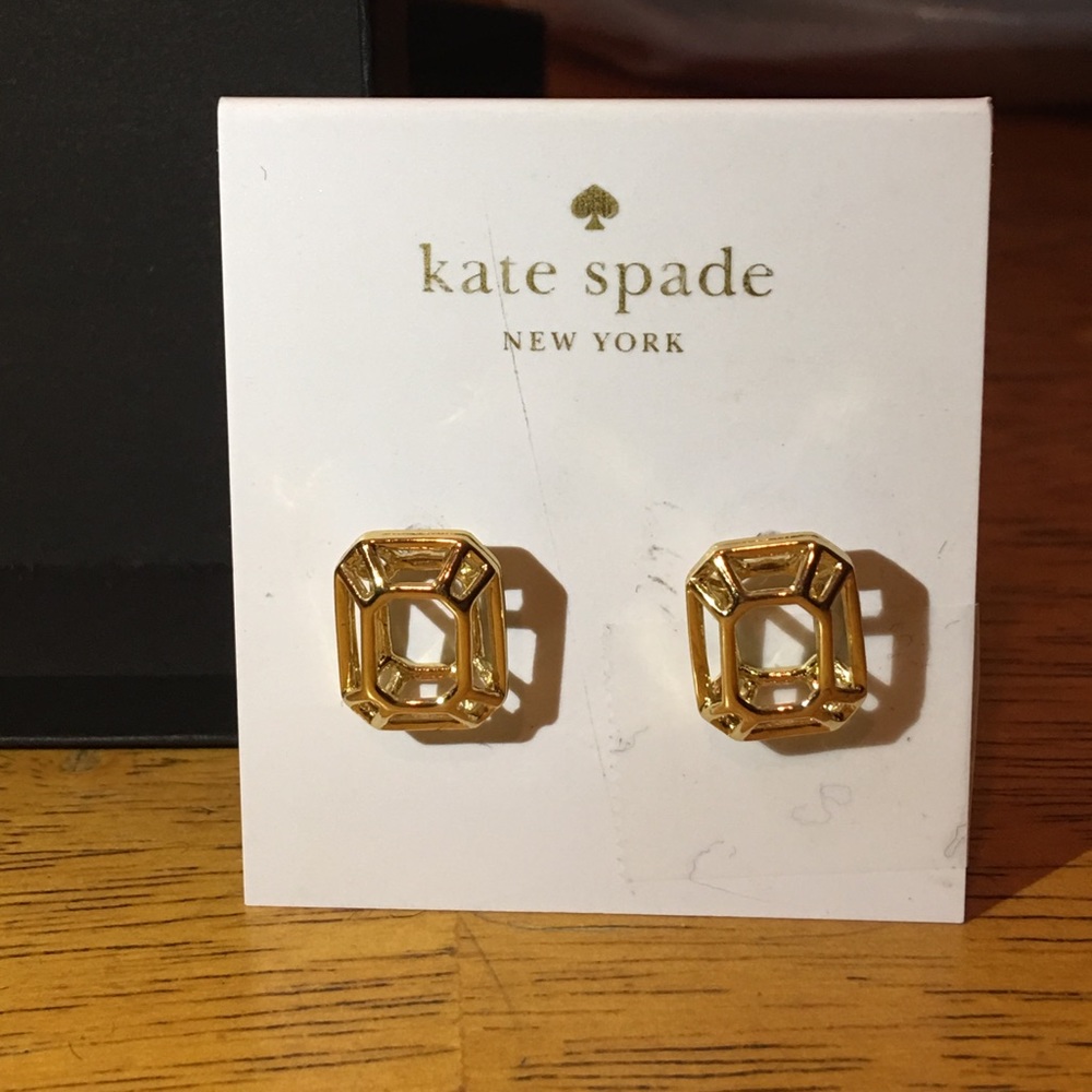 NWT Kate Spade Gold Freeze Framed Stud Earrings - Picture 2 of 5