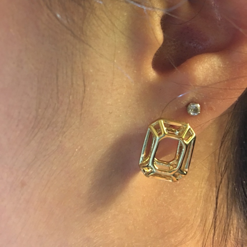 NWT Kate Spade Gold Freeze Framed Stud Earrings - Picture 5 of 5