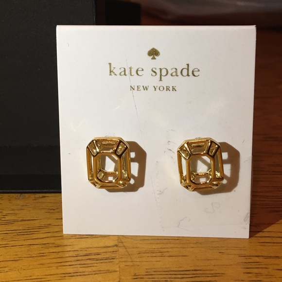 NWT Kate Spade Gold Freeze Framed Stud Earrings - Picture 2 of 5