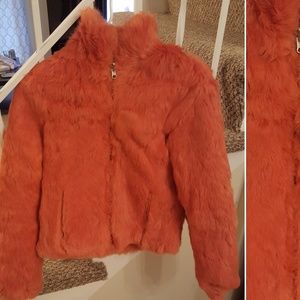 Reversible rabbit fur jacket