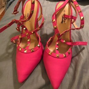 Pink with gold studs heels