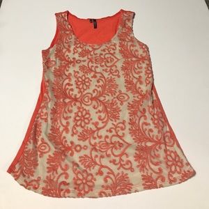 Cream & coral tank