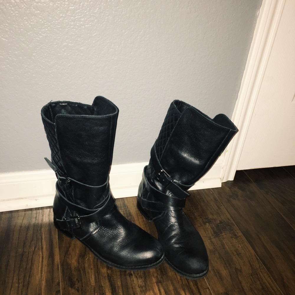 Black leather boots