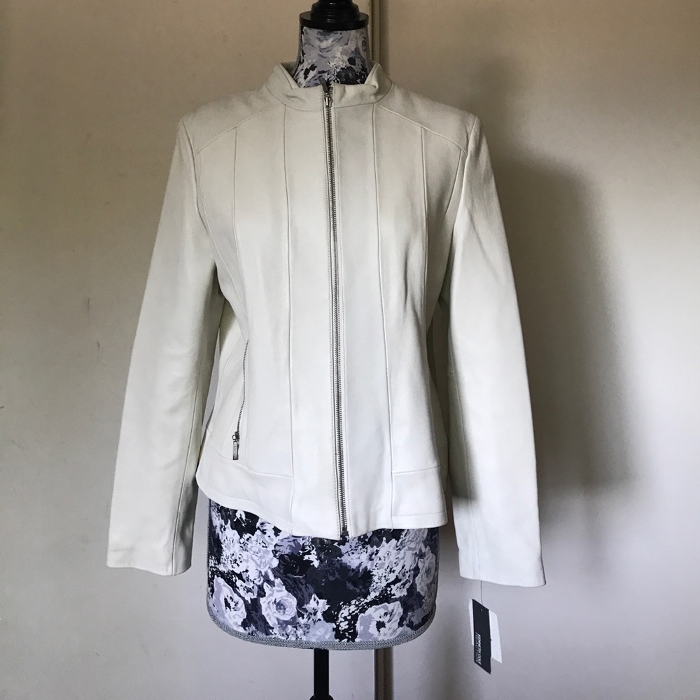 Kenneth Cole Reaction White Leather Jacket