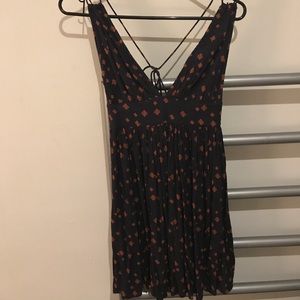 Navy/orange strappy mini dress