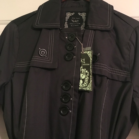NWT BLACK Yoki Trench Style Rain ☔️ Coat - Picture 2 of 3