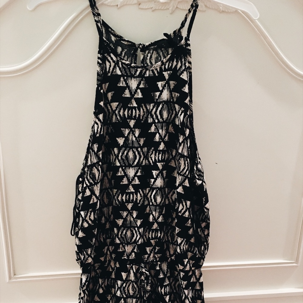 Black and white geometric romper