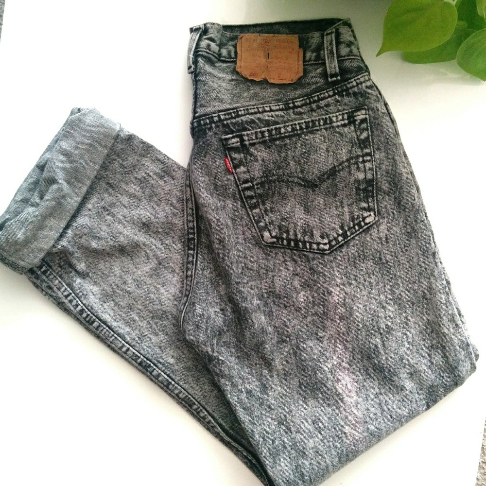 Vintage Levi 501 black acid wash jeans 32/33
