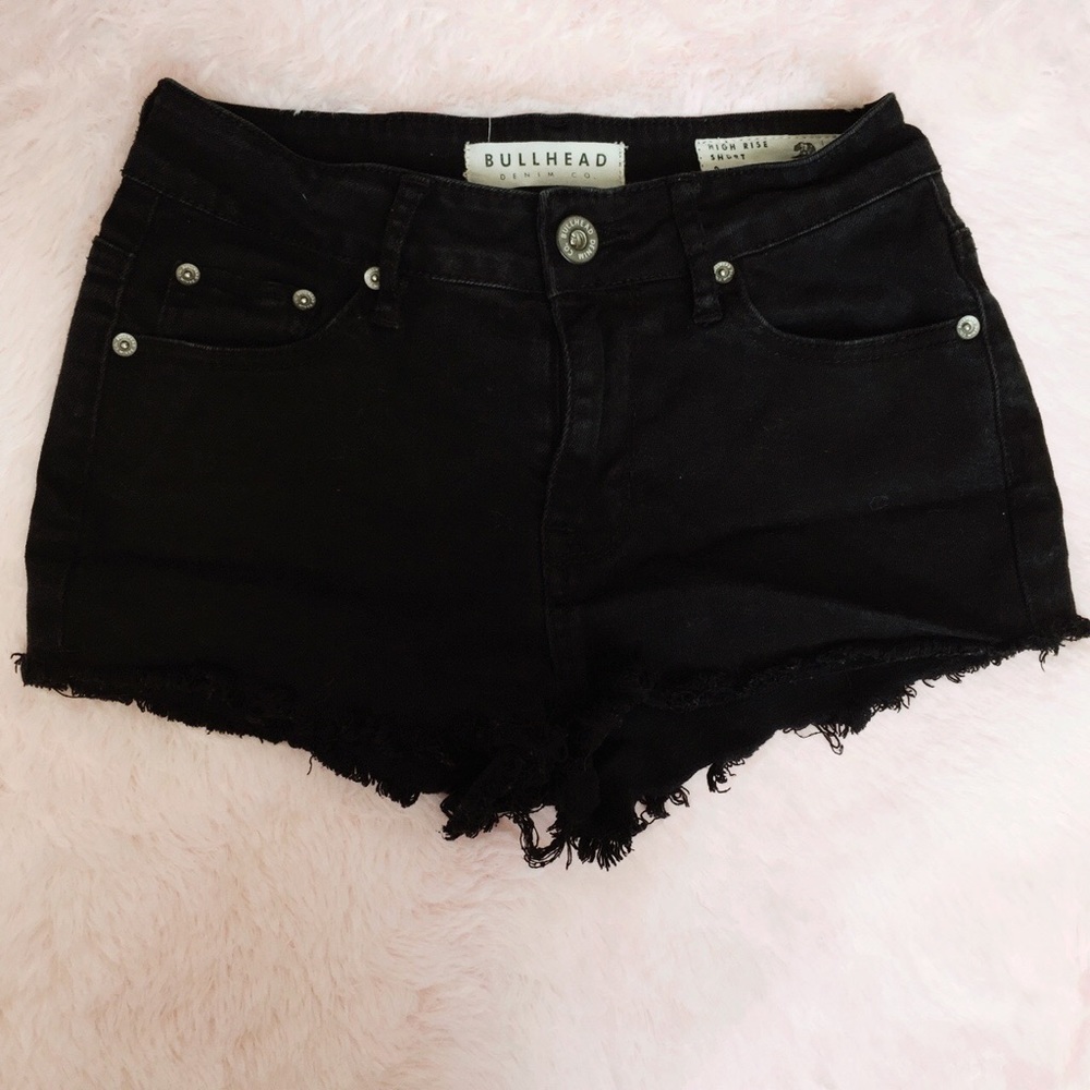 Black Denim High Waisted shorts