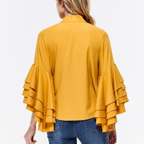 🔴LAST 1🔴 GORGEOUS RUFFLED SLEEVE TOP - Picture 4 of 4