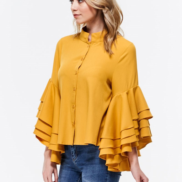 🔴LAST 1🔴 GORGEOUS RUFFLED SLEEVE TOP - Picture 3 of 4