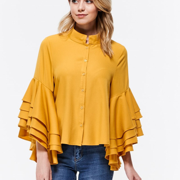 🔴LAST 1🔴 GORGEOUS RUFFLED SLEEVE TOP - Picture 2 of 4