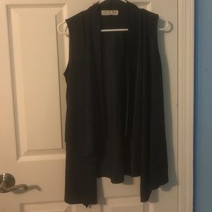 Faux suede vest in navy blue