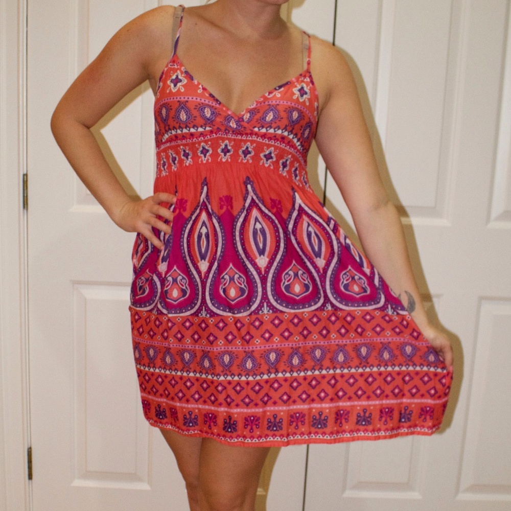 Orange and Pink Paisley Dress
