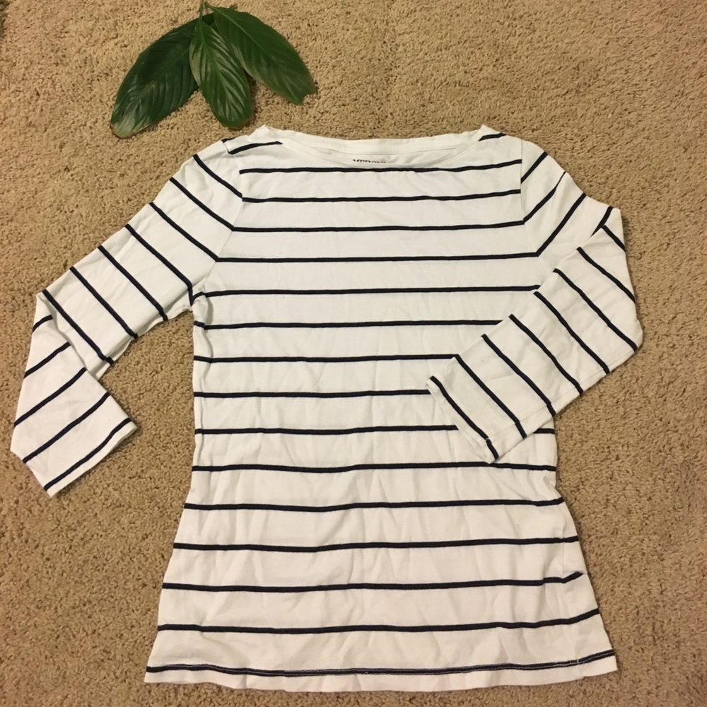 Striped boat neck shirt