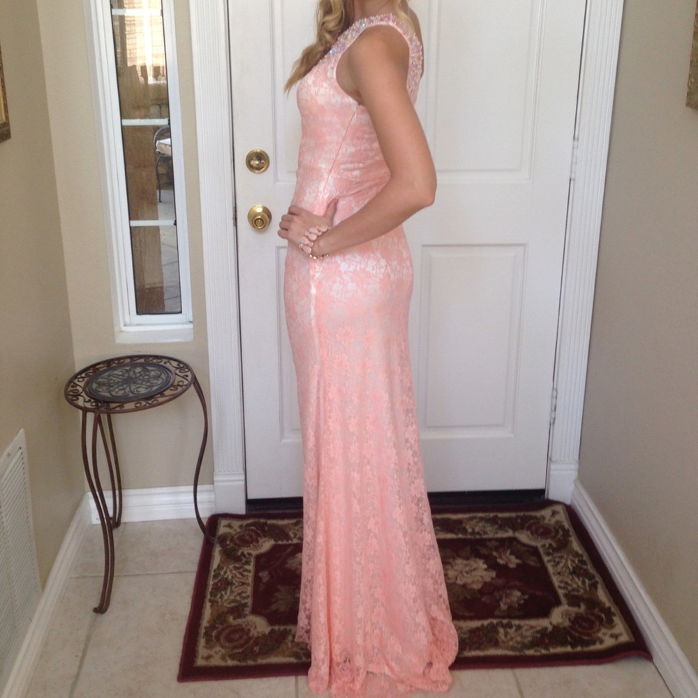 Beautiful Peach Lace Gown