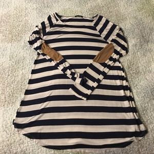 Stripped tunic with elbow patches