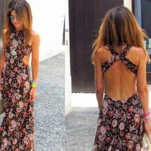 Zara floral cutout maxi dress