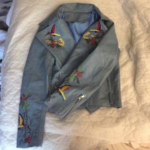 Light blue fake leather jacket