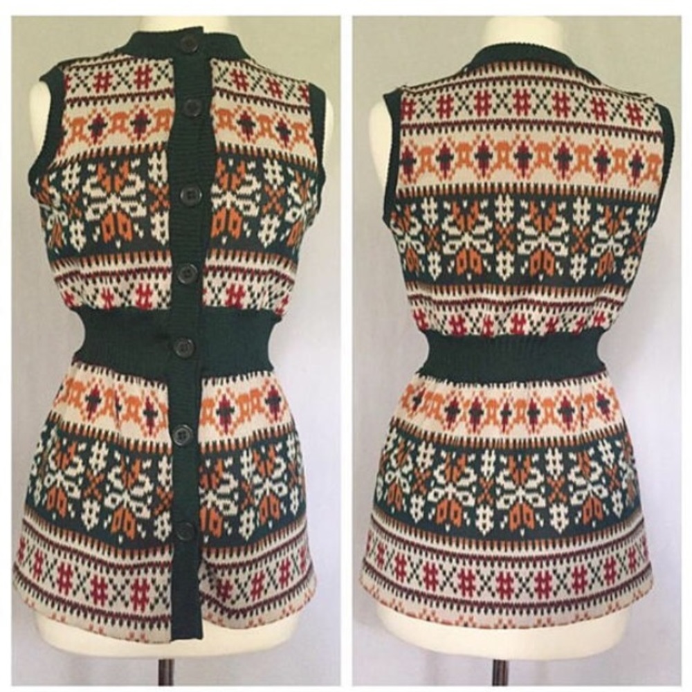 Vintage 70sGeometric Snowflake Tunic - Picture 1 of 8