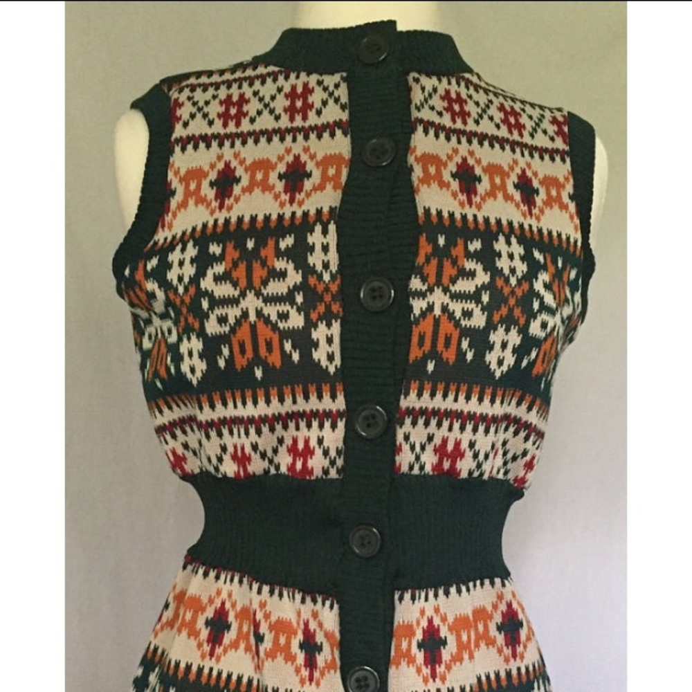 Vintage 70sGeometric Snowflake Tunic - Picture 4 of 8