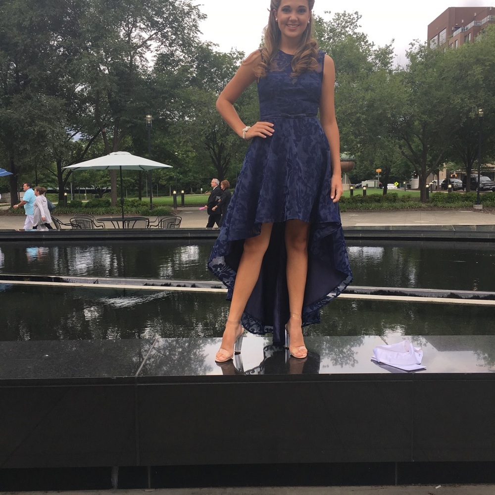 Cousin Couture Navy High-low dress size small
