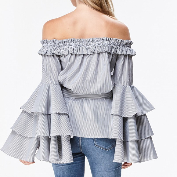 TOP FLARED RUFFLES SLEEVE TOP - Picture 4 of 4