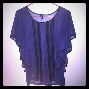 Sheer Purple Flowy Sequin Top