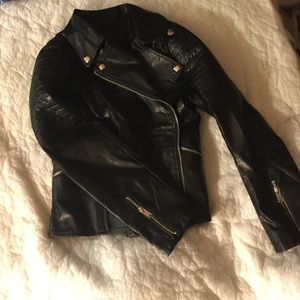 Black fake leather jacket