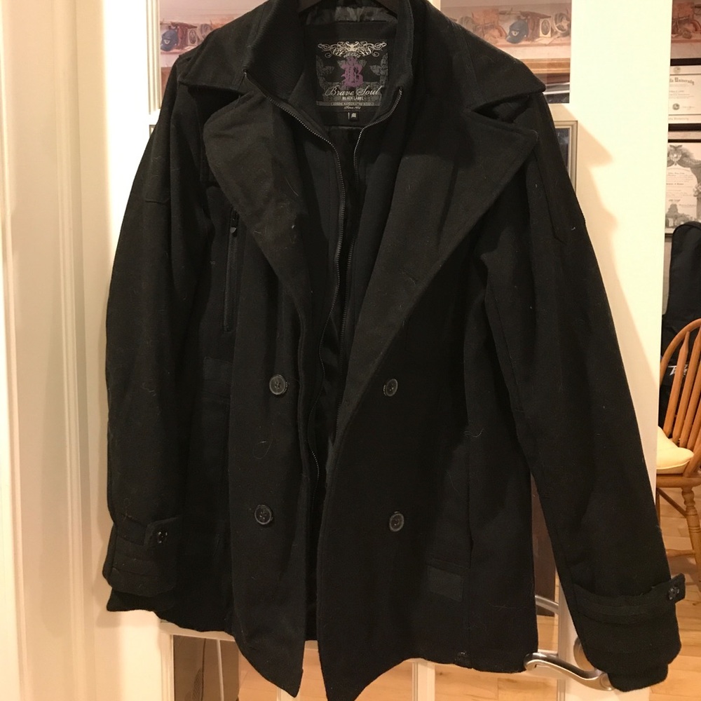 Men's black pea coat size M