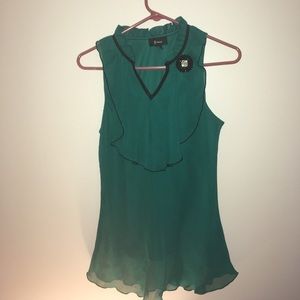 Green and Black Sheer Top with Underlayer