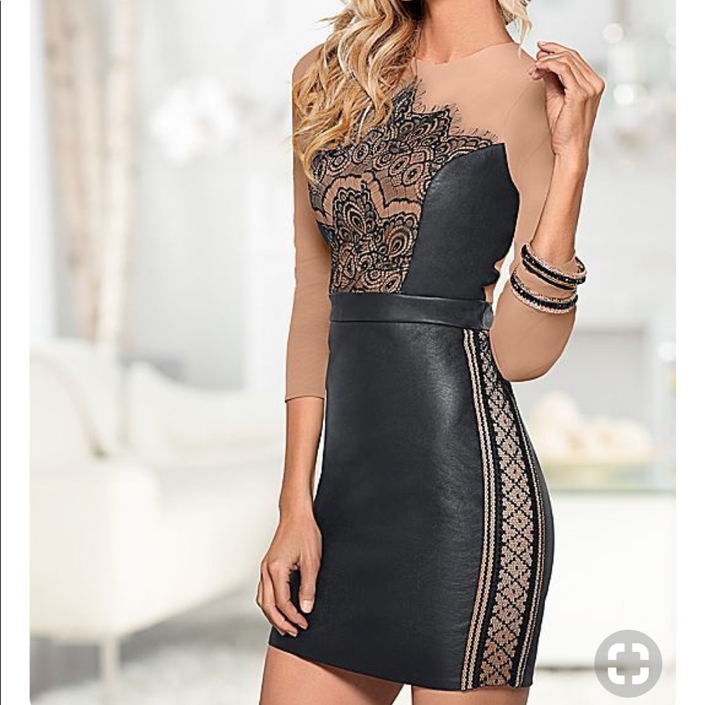 Black and Tan lace and leather dress