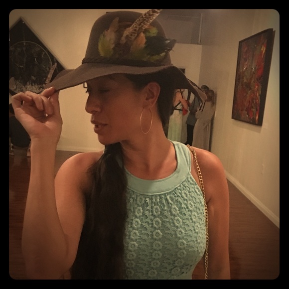 Boho Gypsy Feather Brim Hat - Picture 2 of 5